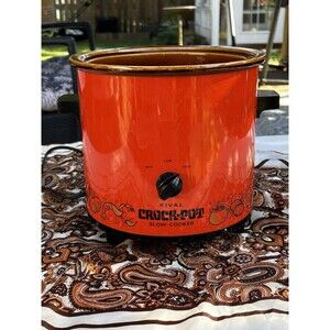Vintage Rival Crock-Pot Slow Cooker Orange Red 3.5 Qt Model 3100/2A No Lid Works
